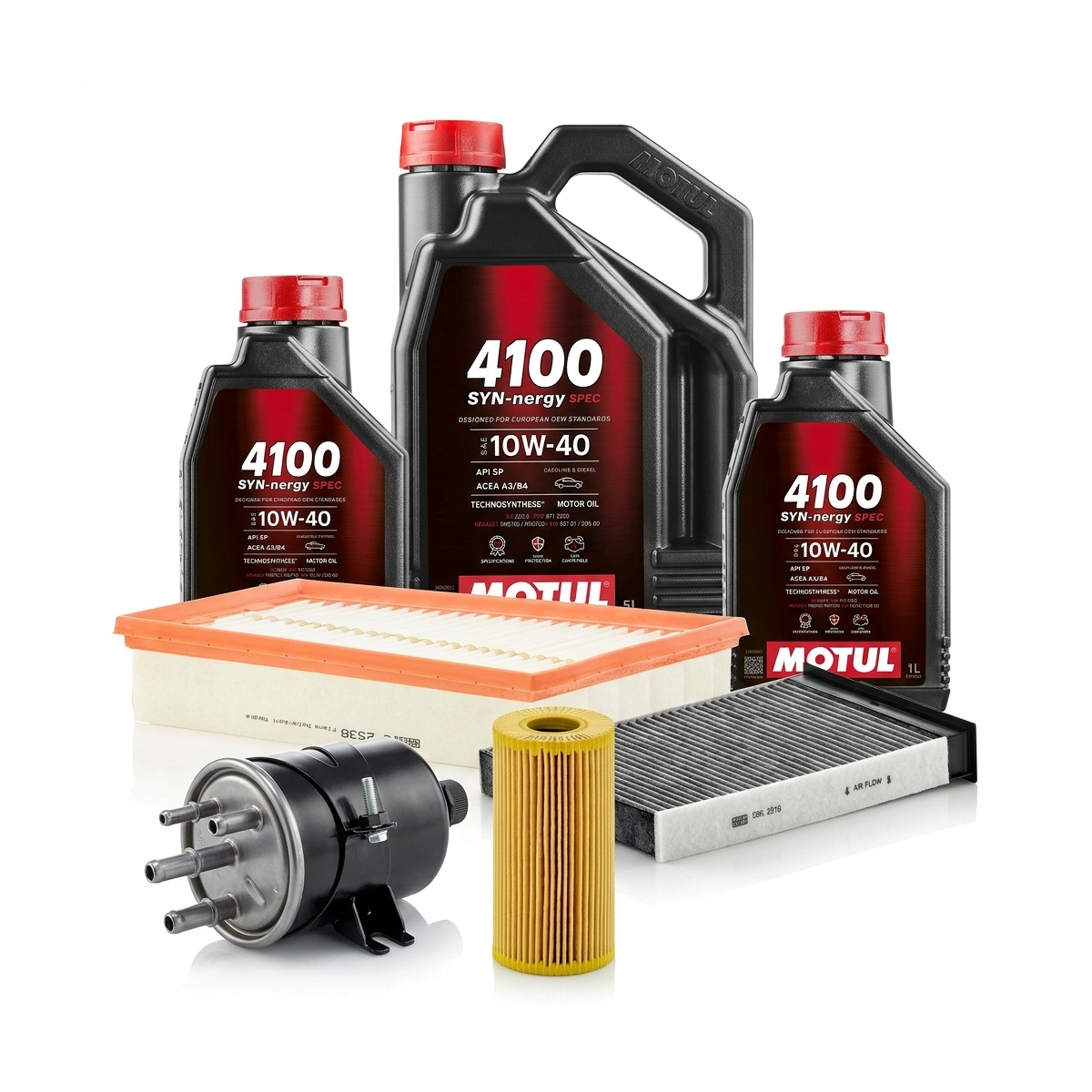 Kit revizie ulei Motul 4100 SYN-NERGY SPEC 10W-40 + filtre Renault Megane 2 2.0 dCi 150 CP – MANN