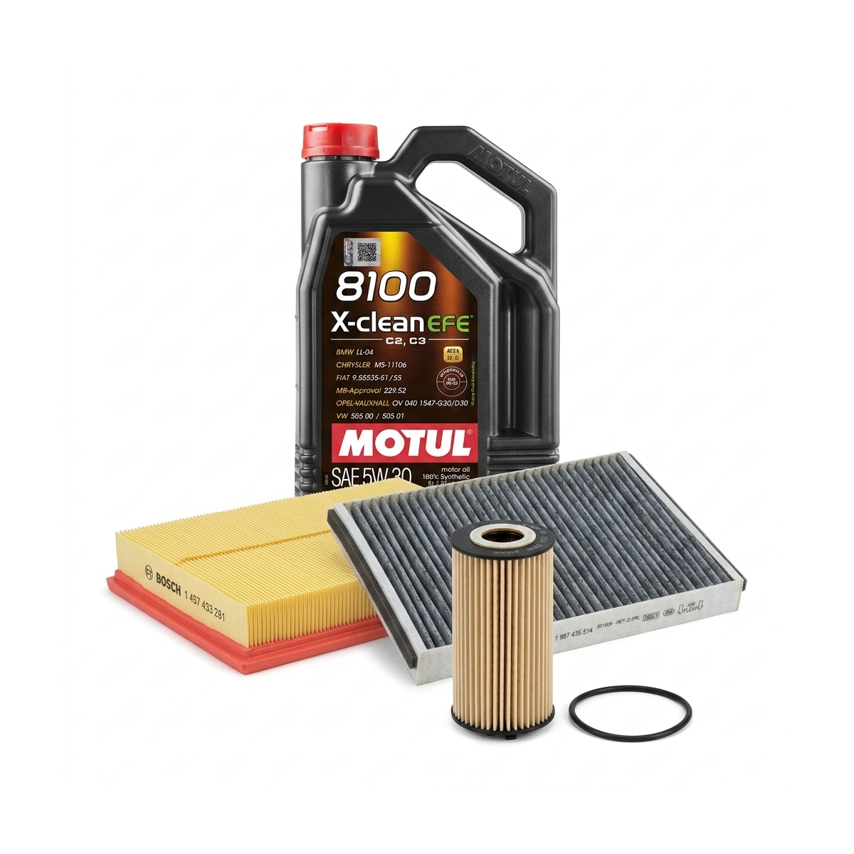 Kit revizie ulei Motul 8100 X-CLEAN EFE 5W-30 + filtre Opel Astra H 1.8 140 CP – Bosch