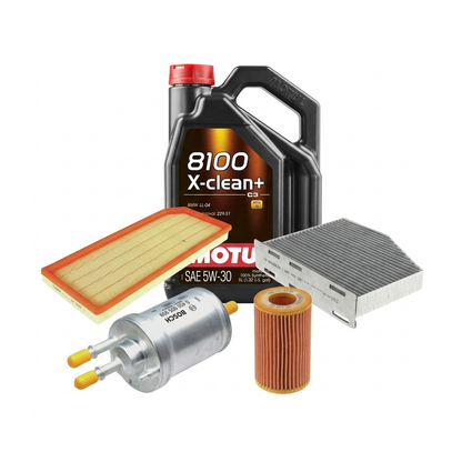 Kit revizie ulei Motul 8100 X-CLEAN+ 5W-30 + filtre Skoda Octavia 2 2.0 TFSI 200 CP – Bosch