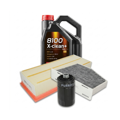 Kit revizie ulei Motul 8100 X-CLEAN+ 5W-30 + filtre Skoda Octavia 2 2.0 TFSI 200 CP – PURRO