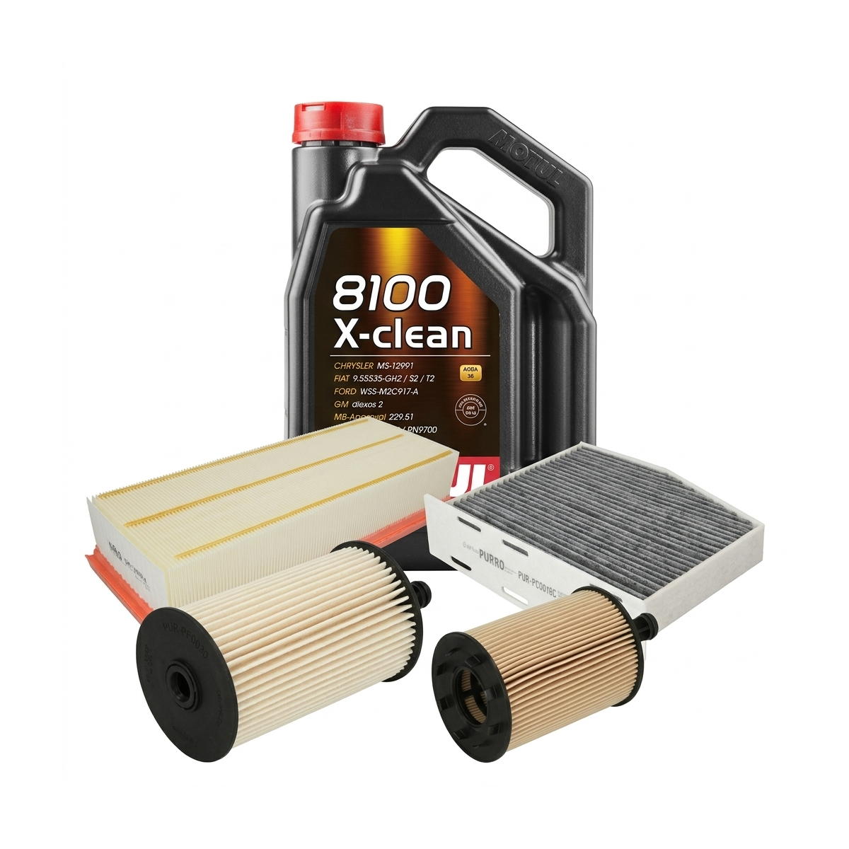 Kit revizie ulei Motul 8100 X-CLEAN 5W-40 + filtre VW Passat B6 2.0 TDI 16V 4motion 140 CP – PURRO