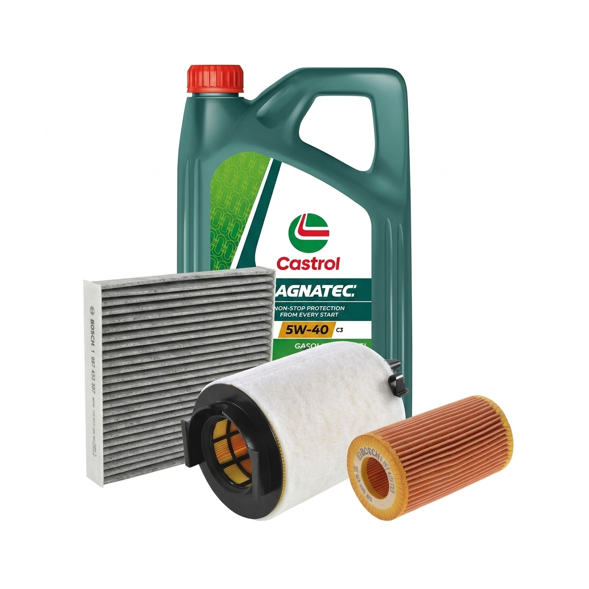 Kit revizie ulei Castrol MAGNATEC 5W-40 C3 + filtre VW Passat B6 2.0 FSI 4motion 150 CP – Bosch
