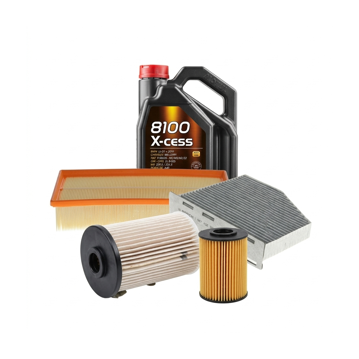 Kit revizie ulei Motul 8100 X-CESS 5W-40 + filtre VW Touran 1T1/1T2 2.0 TDI 170 CP – Bosch