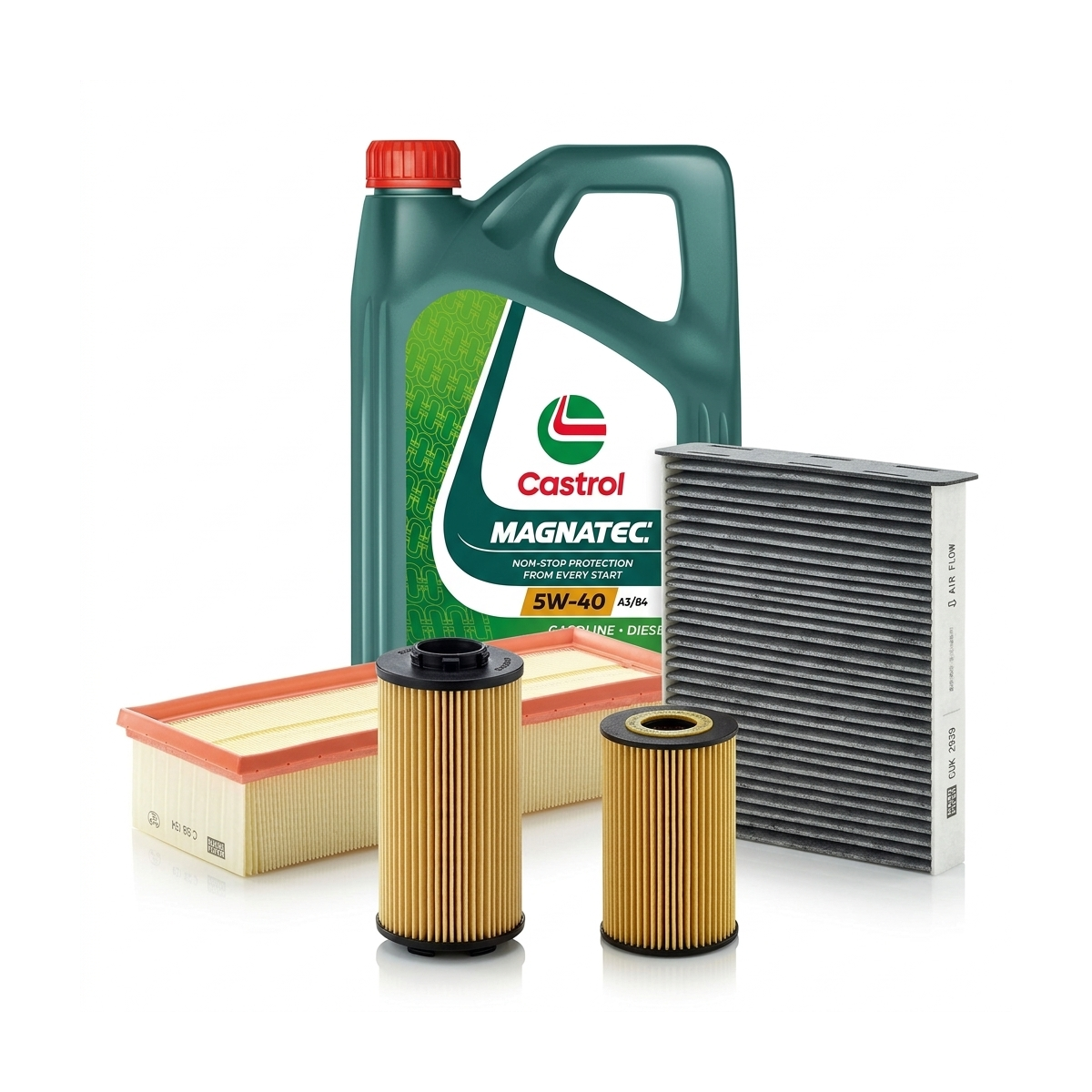 Kit revizie ulei Castrol MAGNATEC 5W-40 A3/B4 + filtre VW Touran 1T1/1T2 2.0 TDI 170 CP – MANN
