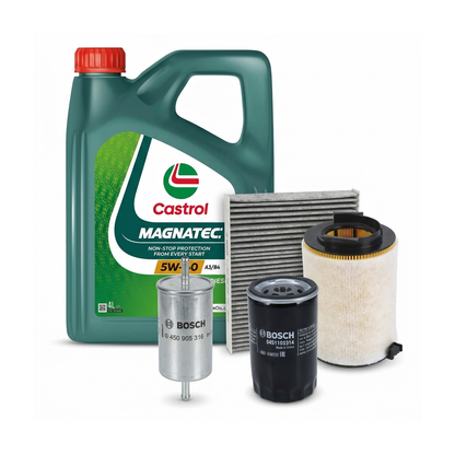 Kit revizie ulei Castrol MAGNATEC 5W-40 A3/B4 + filtre VW Touran 1T1/1T2 2.0 EcoFuel 109 CP – Bosch