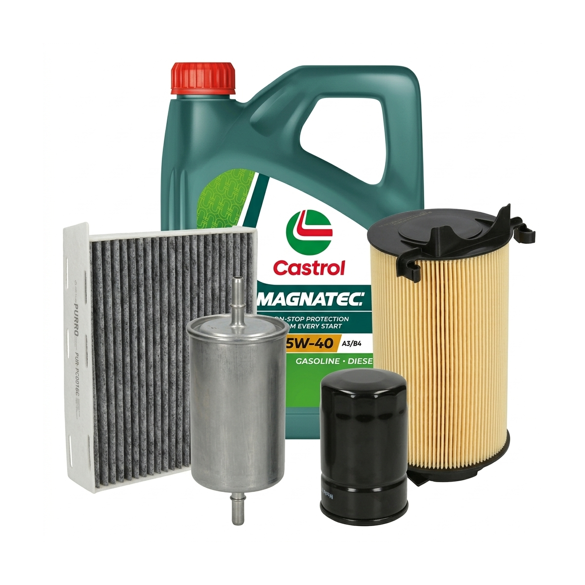 Kit revizie ulei Castrol MAGNATEC 5W-40 A3/B4 + filtre VW Touran 1T1/1T2 2.0 EcoFuel 109 CP – PURRO