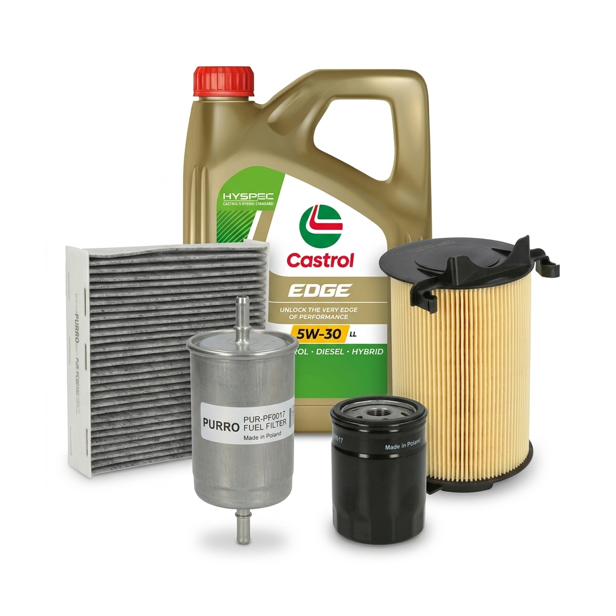 Kit revizie ulei Castrol EDGE 5W-30 LL + filtre VW Touran 1T1/1T2 2.0 EcoFuel 109 CP – PURRO