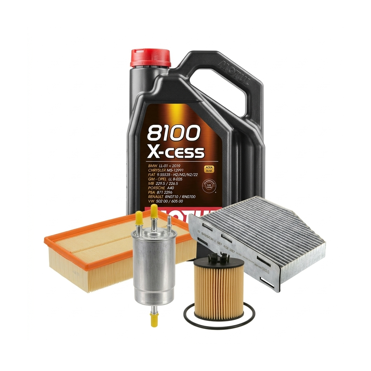 Kit revizie ulei Motul 8100 X-CESS 5W-40 + filtre VW Jetta 3 1.4 TSI 140 CP – Bosch