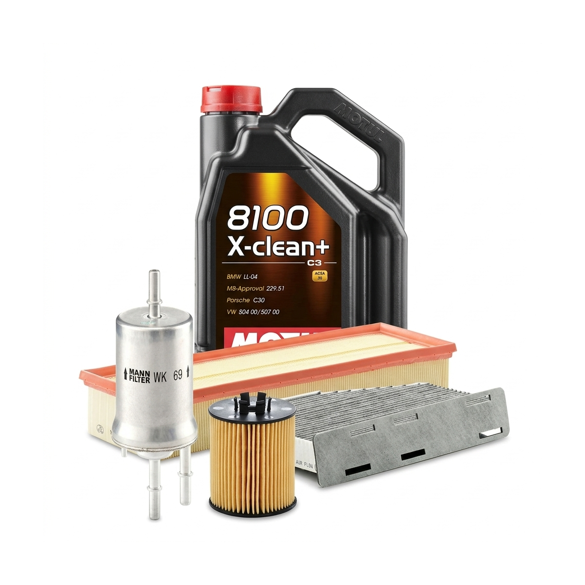 Kit revizie ulei Motul 8100 X-CLEAN+ 5W-30 + filtre VW Jetta 3 1.4 TSI 170 CP – MANN