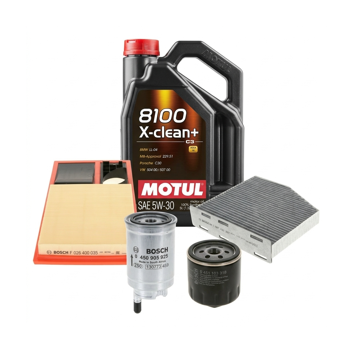 Kit revizie ulei Motul 8100 X-CLEAN+ 5W-30 + filtre Skoda Octavia 2 1.4 80 CP – Bosch