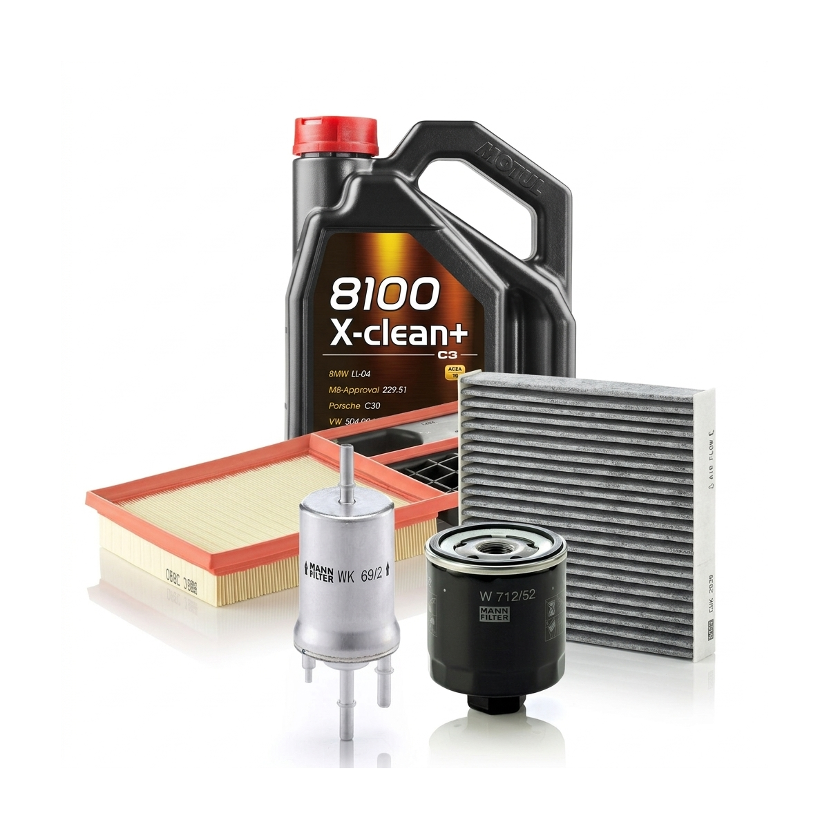 Kit revizie ulei Motul 8100 X-CLEAN+ 5W-30 + filtre Skoda Octavia 2 1.4 80 CP – MANN