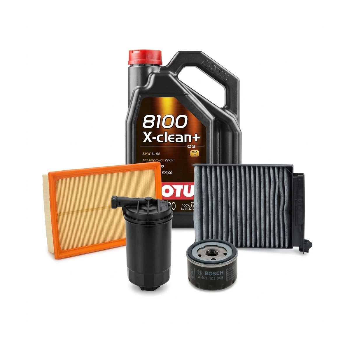 Kit revizie ulei Motul 8100 X-CLEAN+ 5W-30 + filtre Renault Clio 3 1.5 dCi 103 CP – Bosch