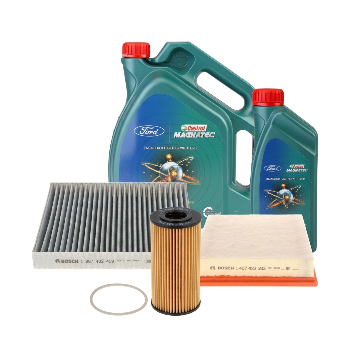 Kit revizie ulei Castrol Ford Magnatec A5 5W-30 + filtre Ford Mondeo 4 2.5 220 CP – Bosch