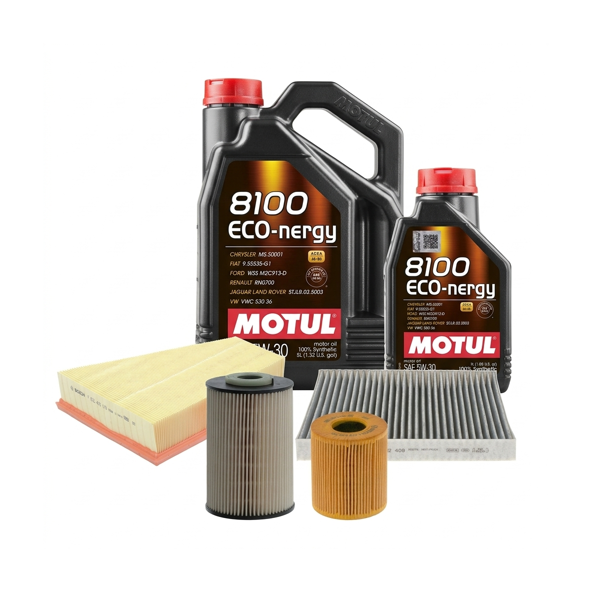 Kit revizie ulei Motul 8100 ECO-NERGY 5W-30 + filtre Ford Mondeo 4 2.0 TDCi 130 CP – Bosch