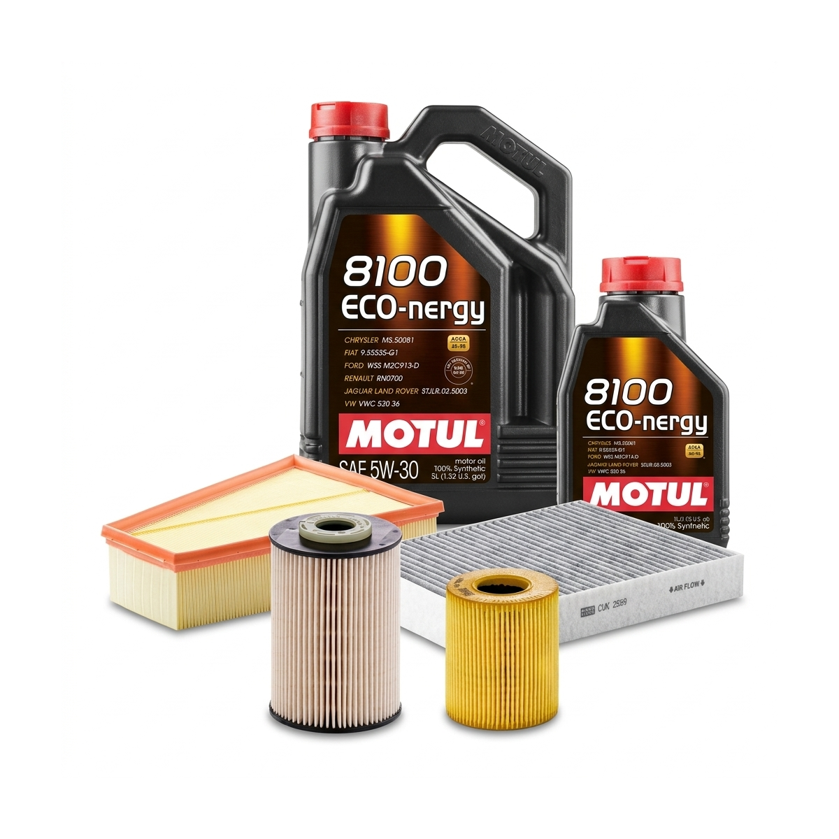 Kit revizie ulei Motul 8100 ECO-NERGY 5W-30 + filtre Ford Mondeo 4 2.0 TDCi 140 CP – MANN