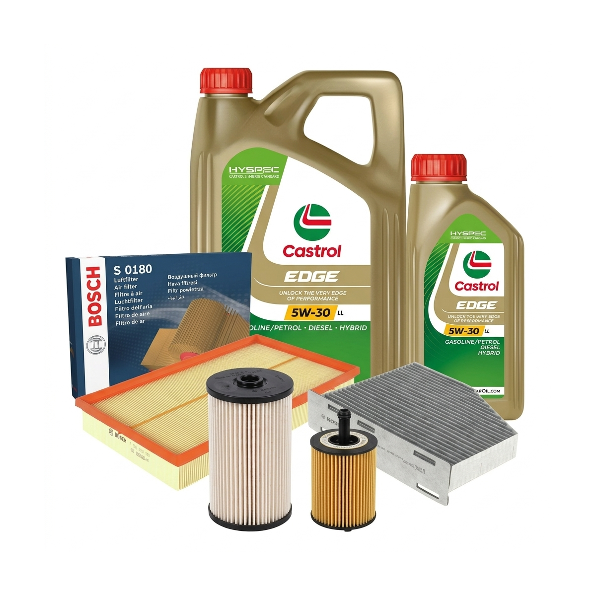 Kit revizie ulei Castrol EDGE 5W-30 LL + filtre VW Passat B6 3.6 R36 4motion 300 CP – Bosch