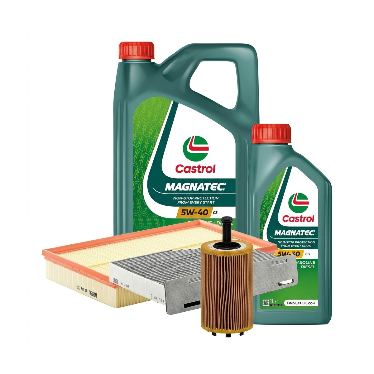 Kit revizie ulei Castrol MAGNATEC 5W-40 C3 + 5W-30 C3 + filtre VW Passat B6 3.6 R36 4motion 300 CP – MANN