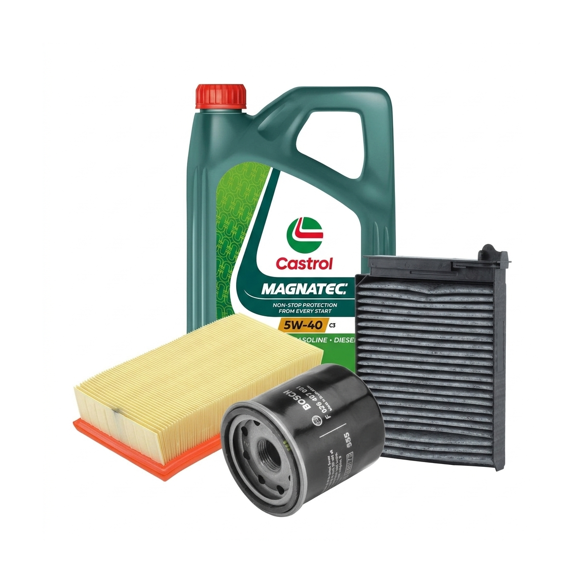 Kit revizie ulei Castrol MAGNATEC 5W-40 C3 + filtre Renault Clio 3 2.0 16V 139 CP – Bosch