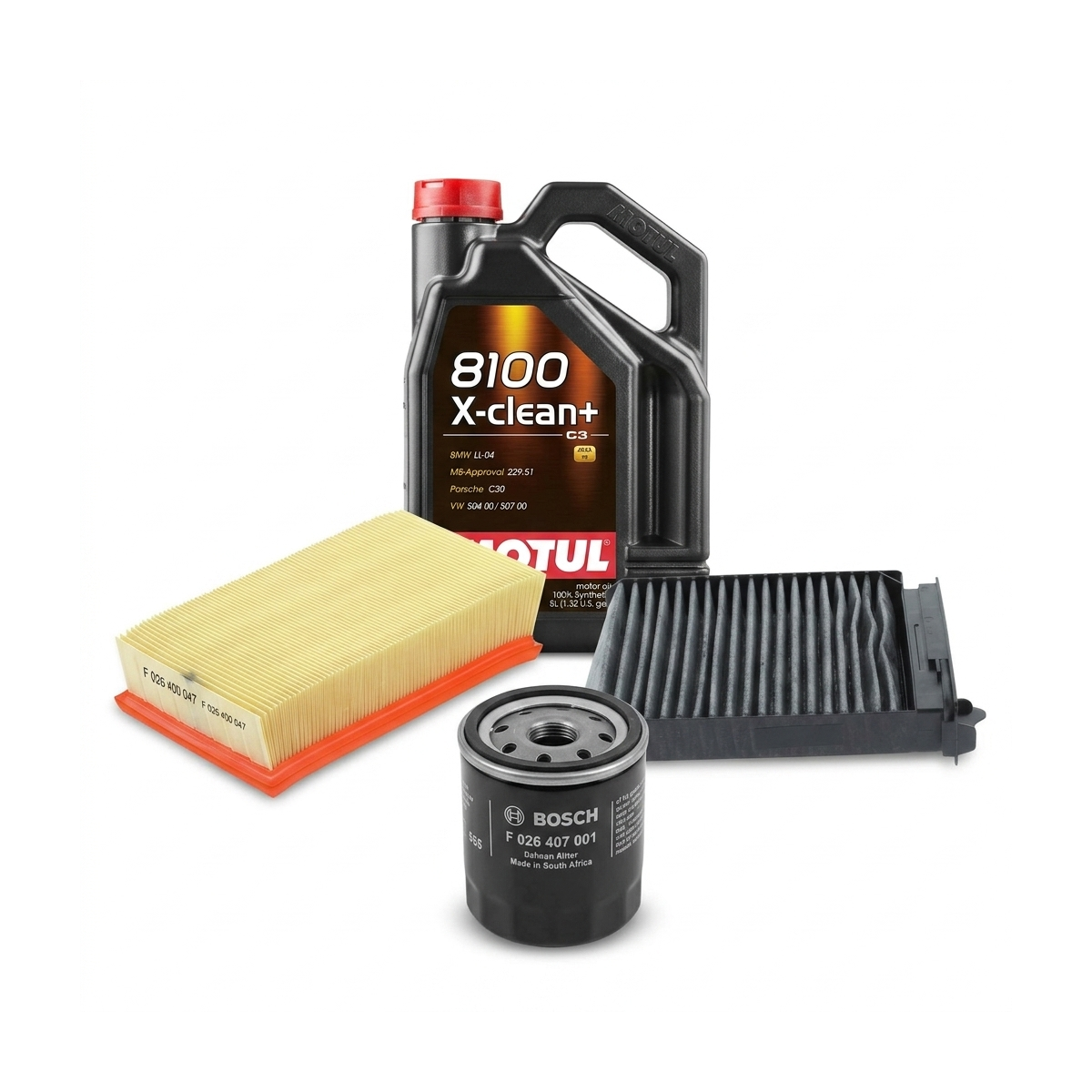 Kit revizie ulei Motul 8100 X-CLEAN+ 5W-30 + filtre Renault Clio 3 2.0 16V 139 CP – Bosch