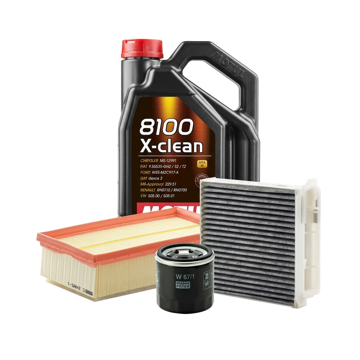 Kit revizie ulei Motul 8100 X-CLEAN 5W-40 + filtre Renault Clio 3 2.0 16V 139 CP – MANN