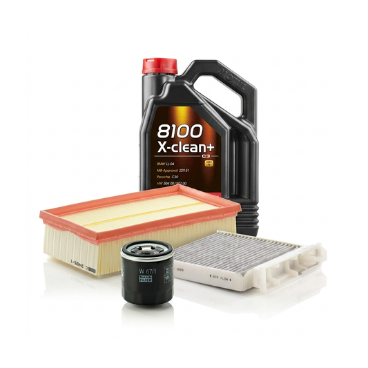 Kit revizie ulei Motul 8100 X-CLEAN+ 5W-30 + filtre Renault Clio 3 2.0 16V 139 CP – MANN