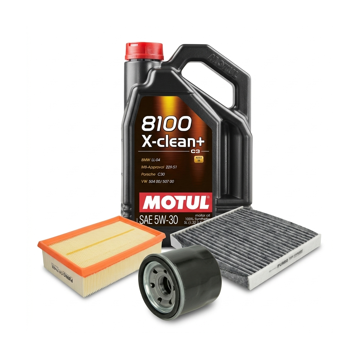 Kit revizie ulei Motul 8100 X-CLEAN+ 5W-30 + filtre Renault Clio 3 2.0 16V 139 CP – PURRO