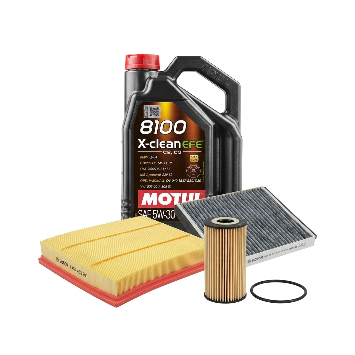 Kit revizie ulei Motul 8100 X-CLEAN EFE 5W-30 + filtre Opel Astra H 1.6 116 CP – Bosch