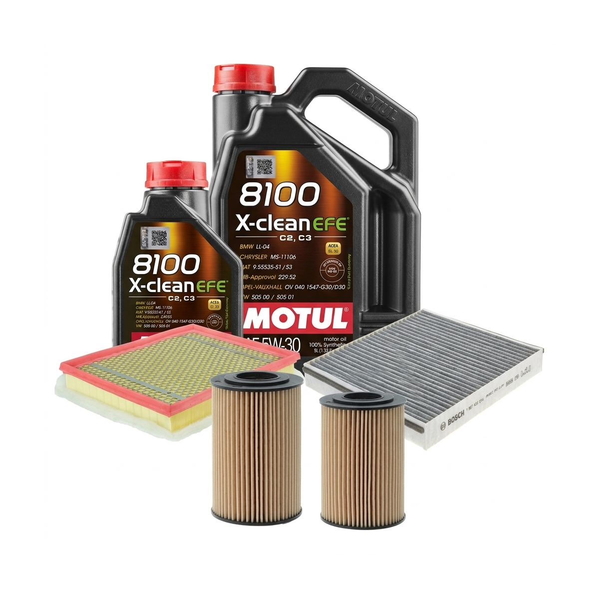 Kit revizie ulei Motul 8100 X-CLEAN EFE 5W-30 + filtre Opel Astra H 1.7 CDTI 125 CP – Bosch