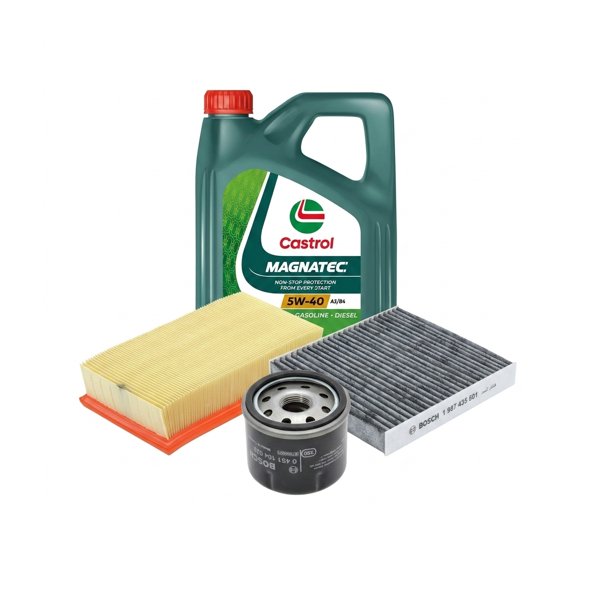 Kit revizie ulei Castrol MAGNATEC 5W-40 A3/B4 + filtre Renault Clio 3 1.2 16V 101 CP – Bosch