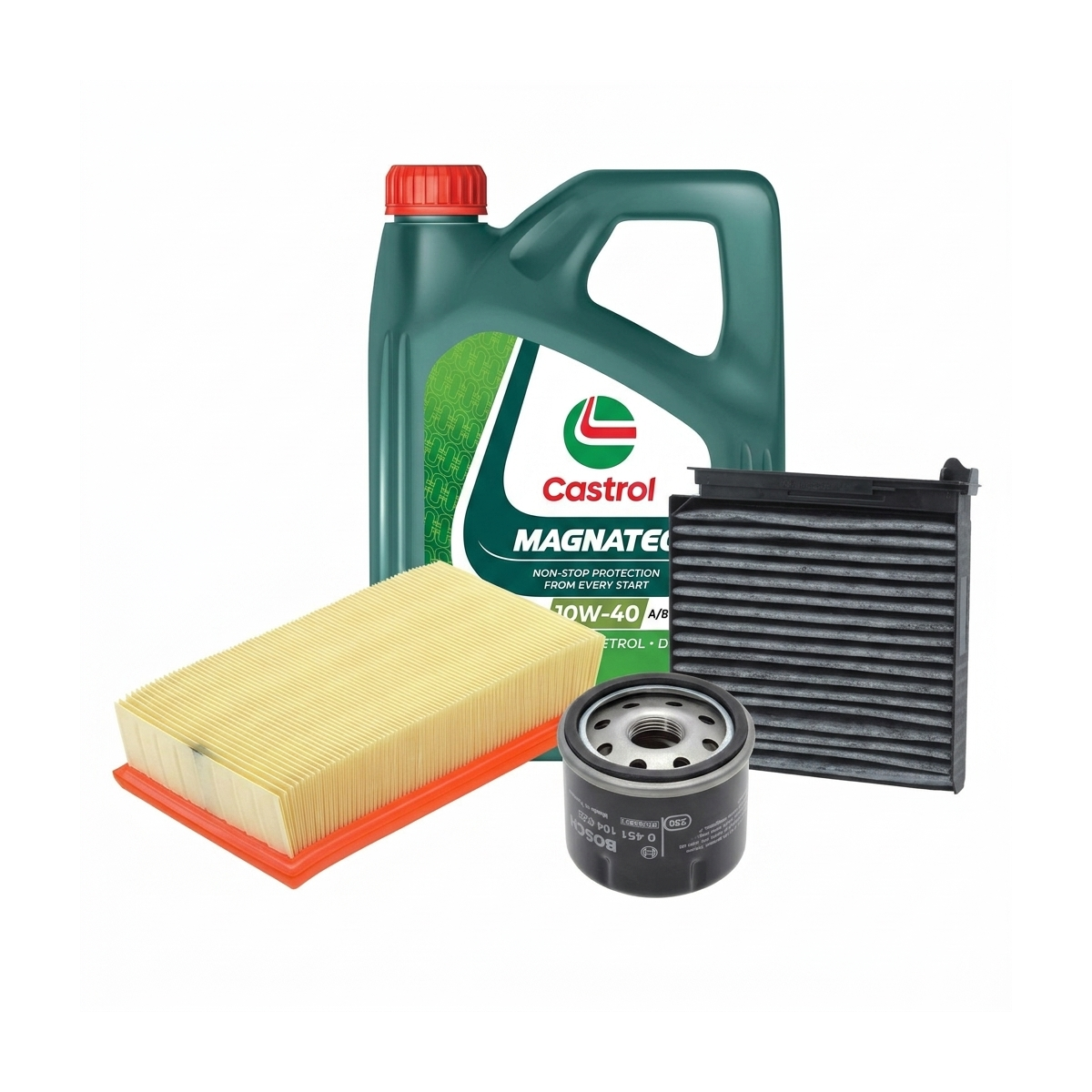 Kit revizie ulei Castrol MAGNATEC 10W-40 A/B + filtre Renault Clio 3 1.2 16V 101 CP – Bosch