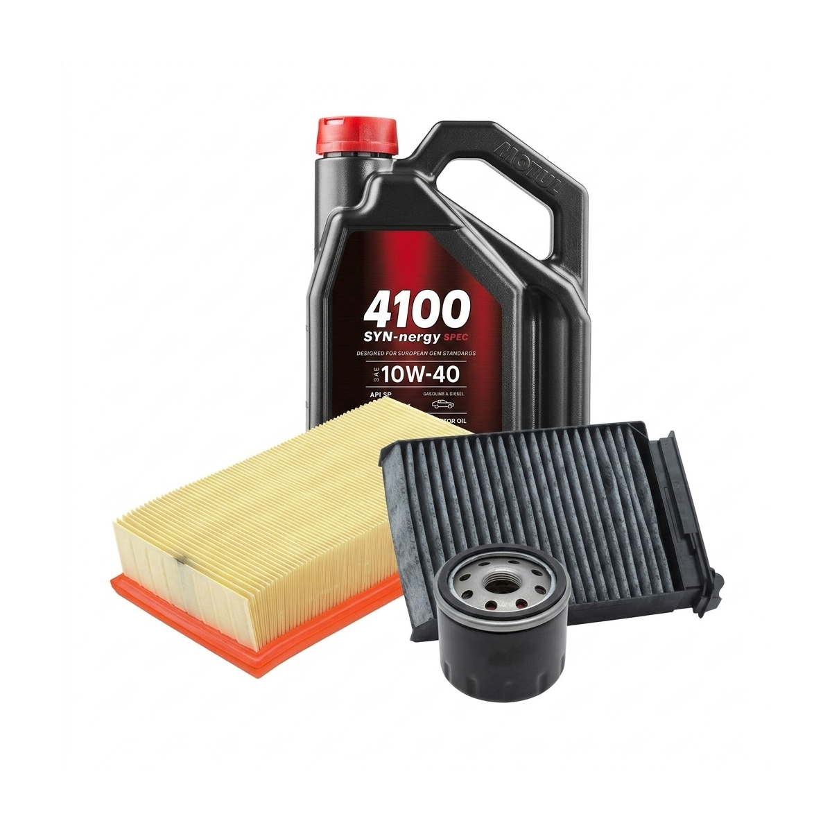 Kit revizie ulei Motul 4100 SYN-NERGY SPEC 10W-40 + filtre Renault Clio 3 1.2 16V 101 CP – Bosch