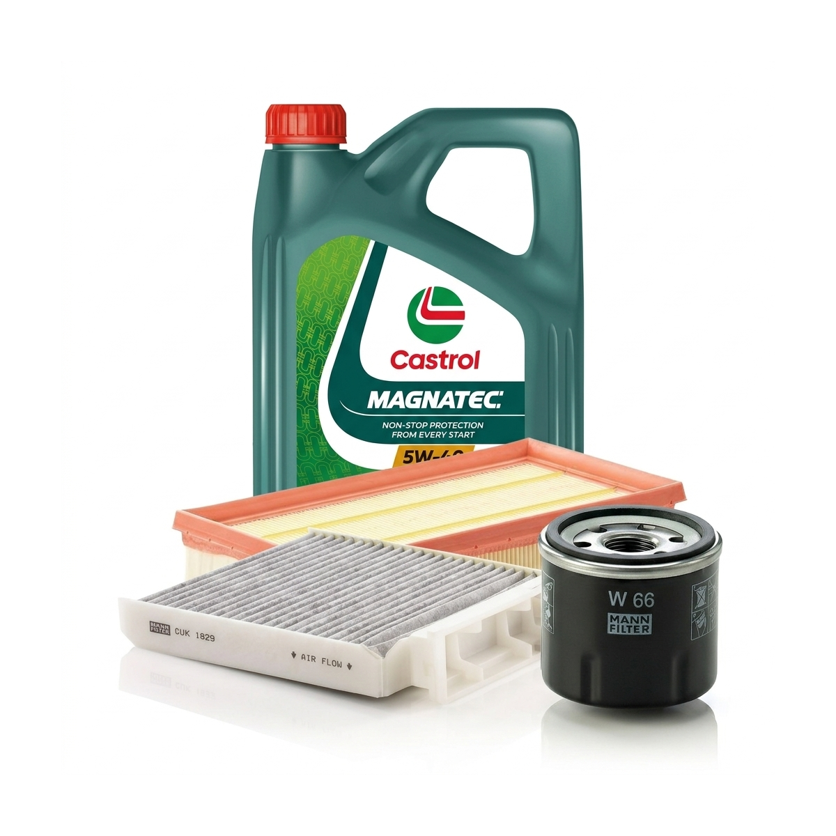 Kit revizie ulei Castrol MAGNATEC 5W-40 A3/B4 + filtre Renault Clio 3 1.2 16V 101 CP – MANN