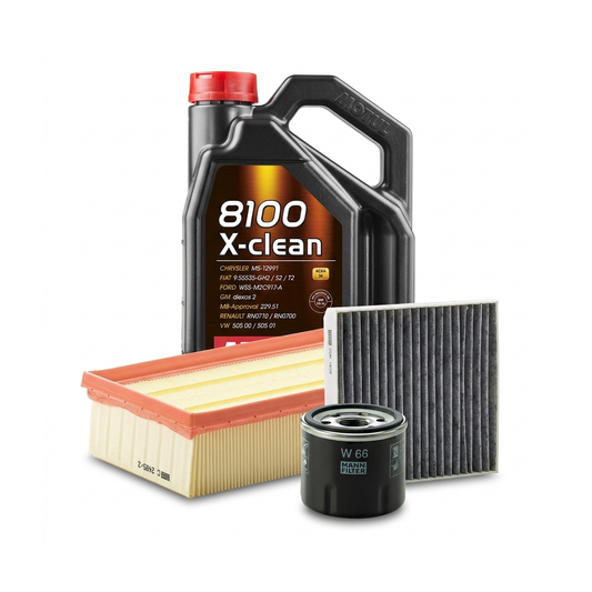 Kit revizie ulei Motul 8100 X-CLEAN 5W-40 + filtre Renault Clio 3 1.2 16V 101 CP – MANN