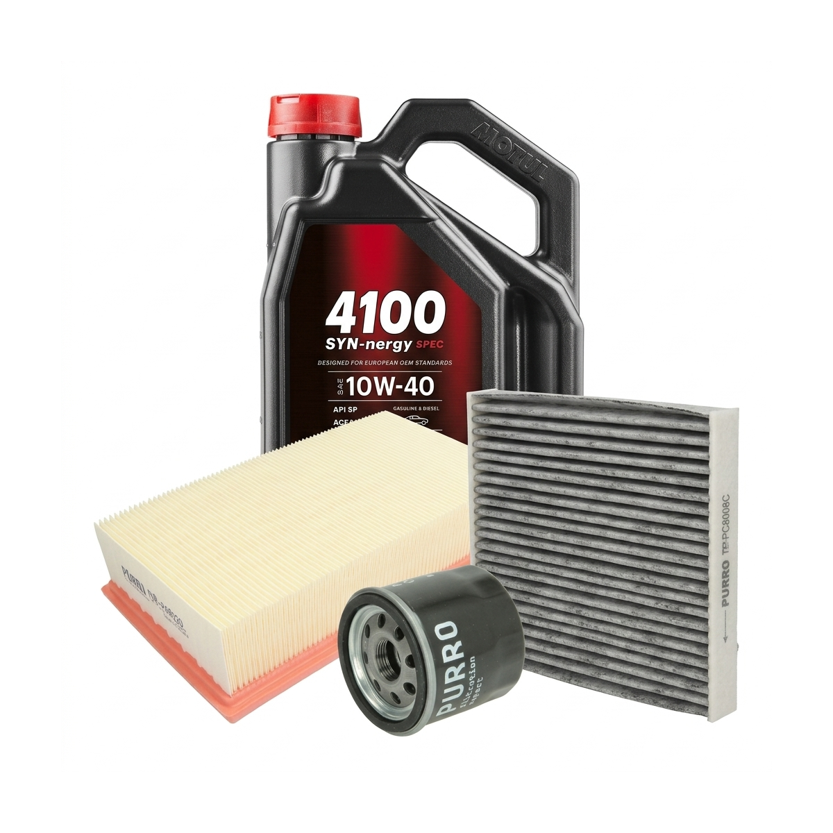 Kit revizie ulei Motul 4100 SYN-NERGY SPEC 10W-40 + filtre Renault Clio 3 1.2 16V 101 CP – PURRO