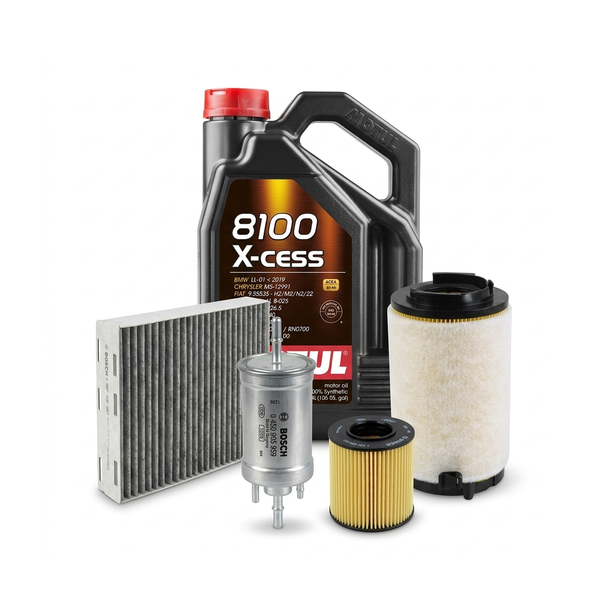 Kit revizie ulei Motul 8100 X-CESS 5W-40 + filtre VW Golf 5 1.4 TSI 122 CP – Bosch