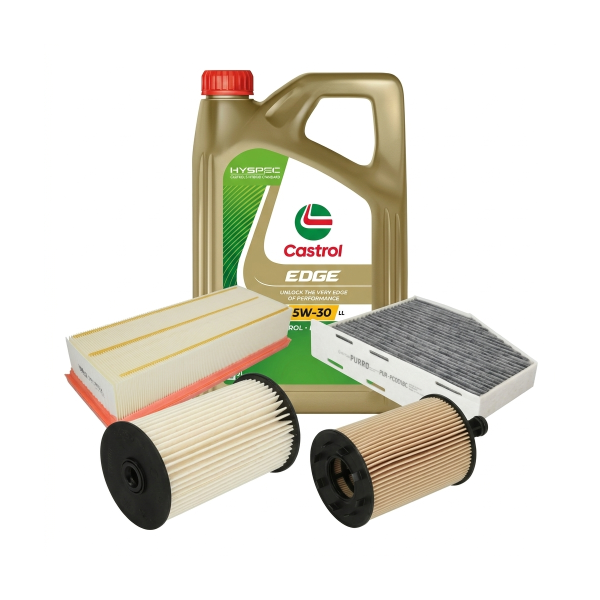 Kit revizie ulei Castrol EDGE 5W-30 LL + filtre VW Tiguan 5N 2.0 TDI 4motion 170 CP – PURRO