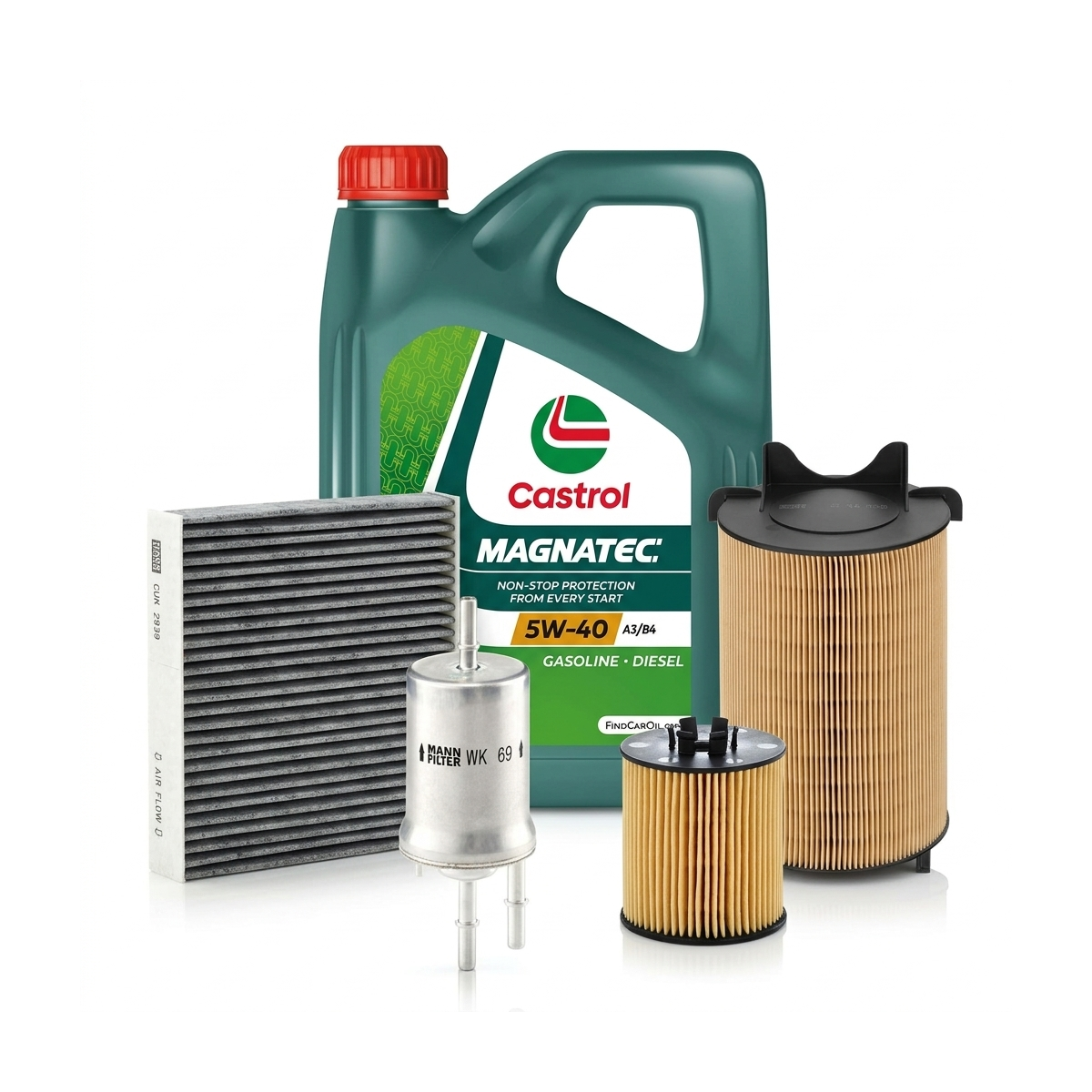 Kit revizie ulei Castrol MAGNATEC 5W-40 A3/B4 + filtre VW Jetta 3 1.4 TSI 122 CP – MANN