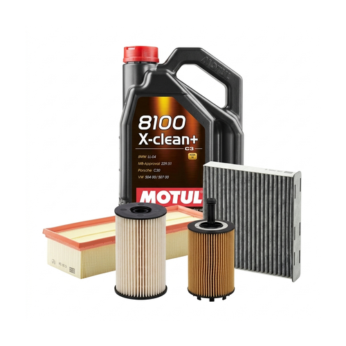 Kit revizie ulei Motul 8100 X-CLEAN+ 5W-30 + filtre VW Passat B6 2.0 TDI 122 CP – MANN