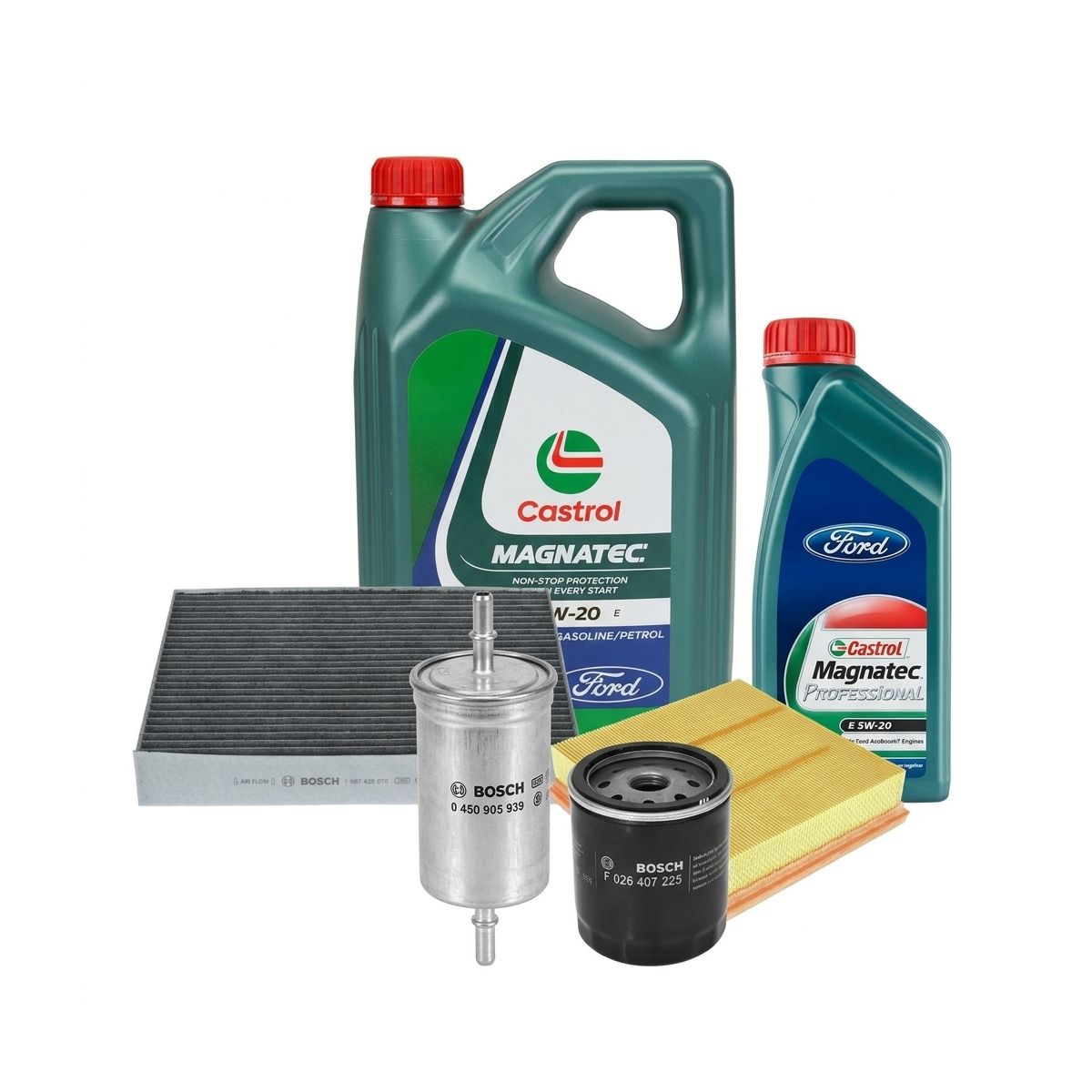 Kit revizie ulei Castrol Magnatec Professional Ford 5W-20 + filtre Ford Mondeo 5 2.0 EcoBoost 240 CP – Bosch