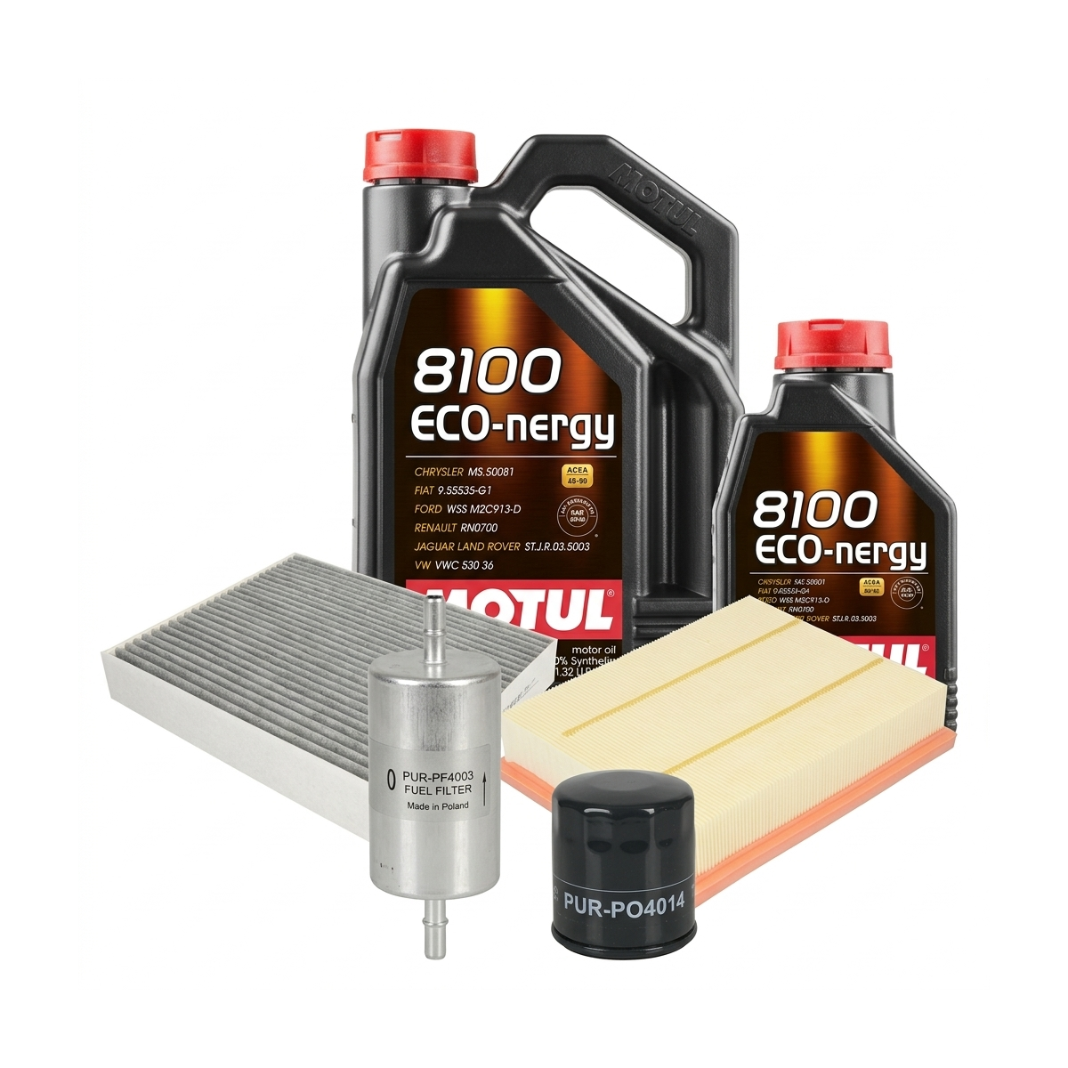 Kit revizie ulei Motul 8100 ECO-NERGY 5W-30 + filtre Ford Mondeo 5 2.0 EcoBoost 240 CP – PURRO