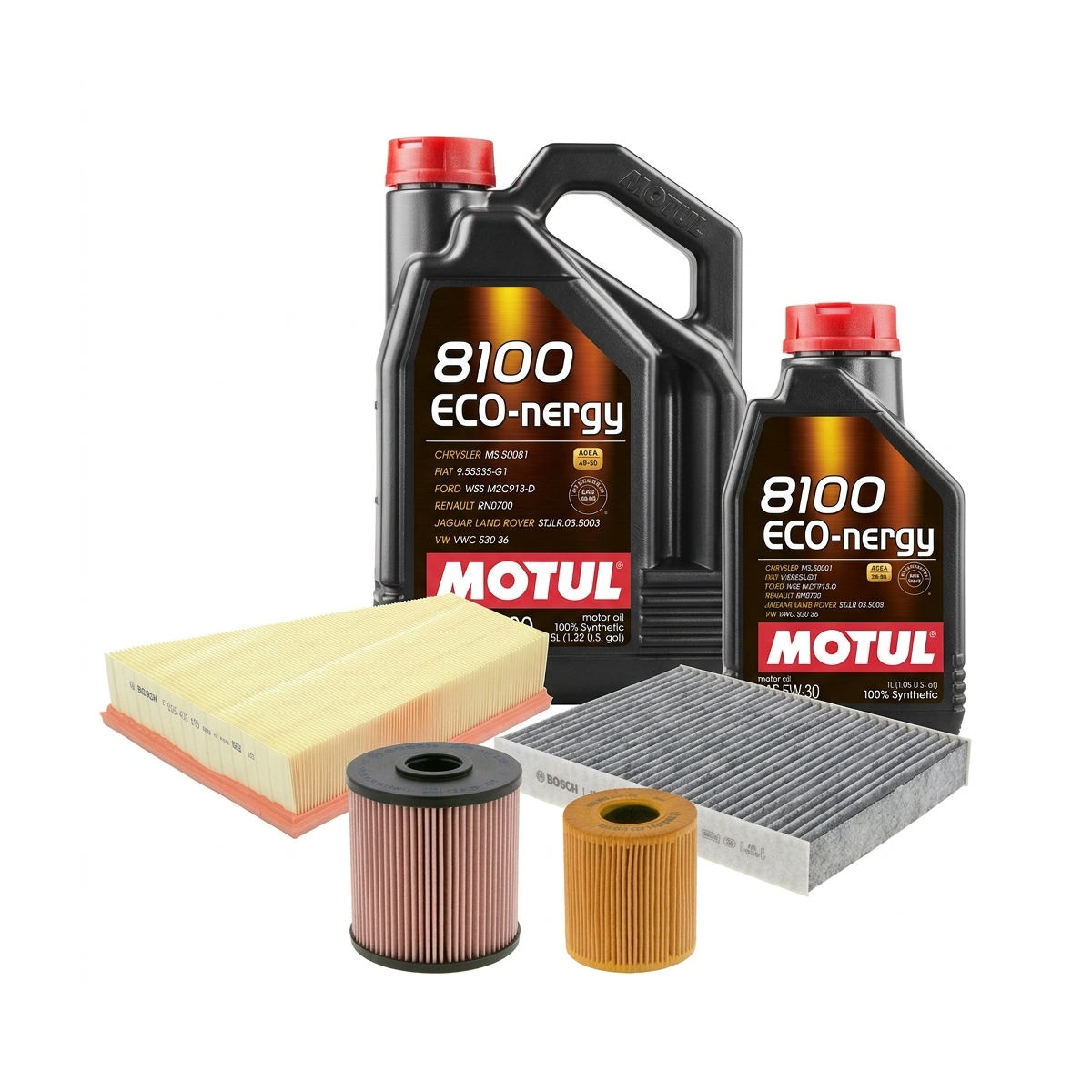 Kit revizie ulei Motul 8100 ECO-NERGY 5W-30 + filtre Ford Mondeo 4 2.0 TDCi 115 CP – Bosch
