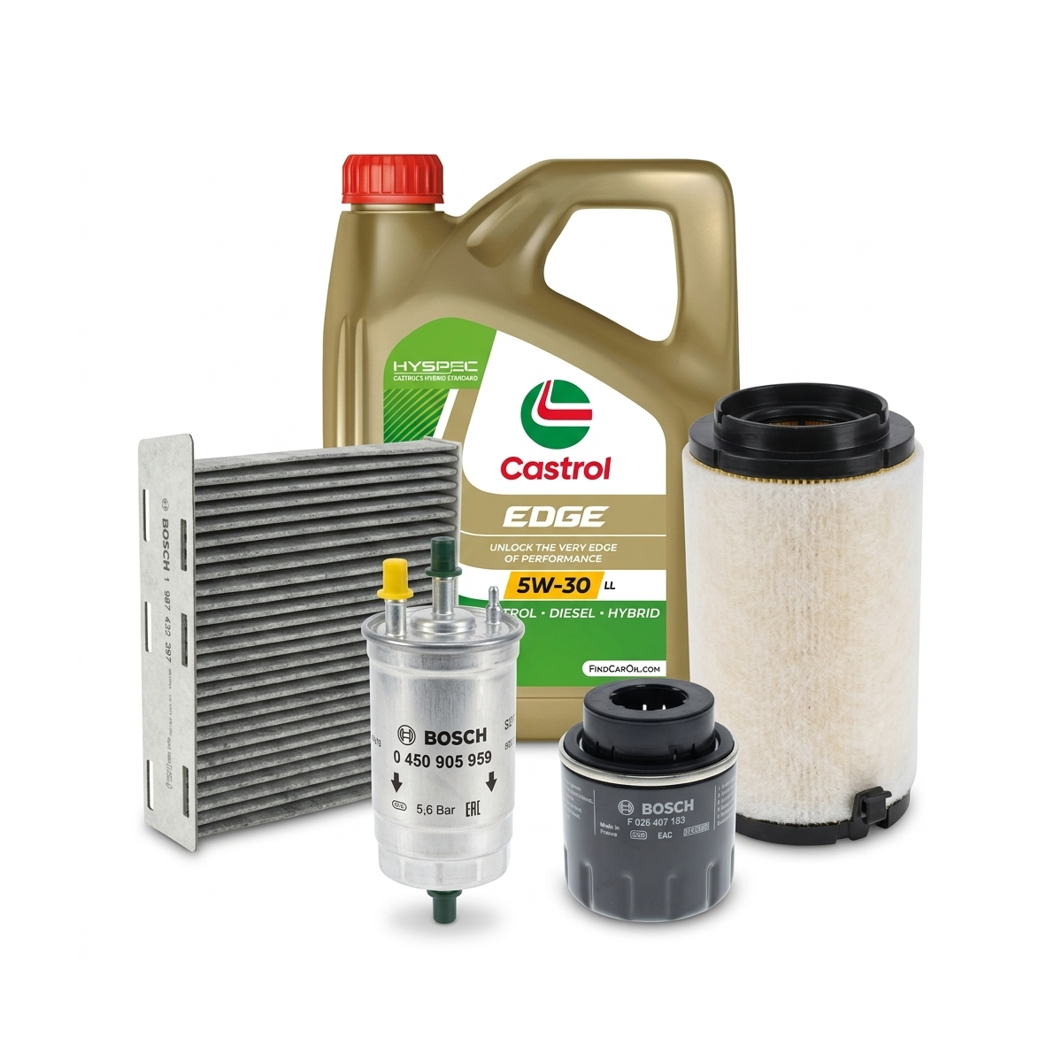 Kit revizie ulei Castrol EDGE 5W-30 LL + filtre VW Touran 1T3 1.2 TSI 105 CP – Bosch