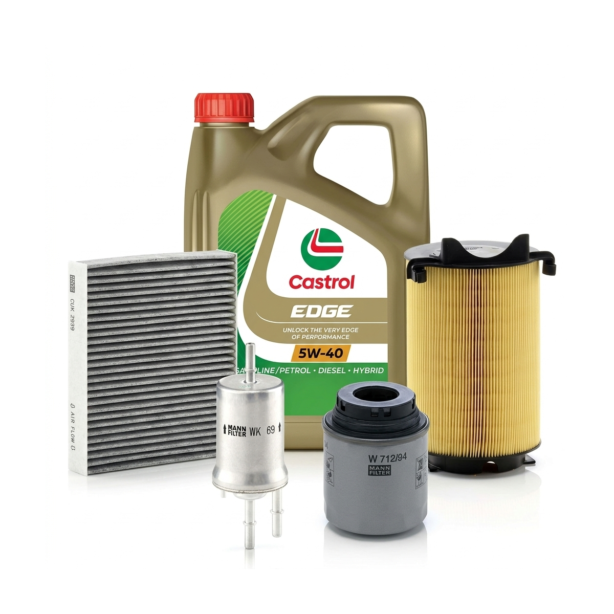 Kit revizie ulei Castrol EDGE 5W-40 + filtre VW Touran 1T3 1.2 TSI 105 CP – MANN
