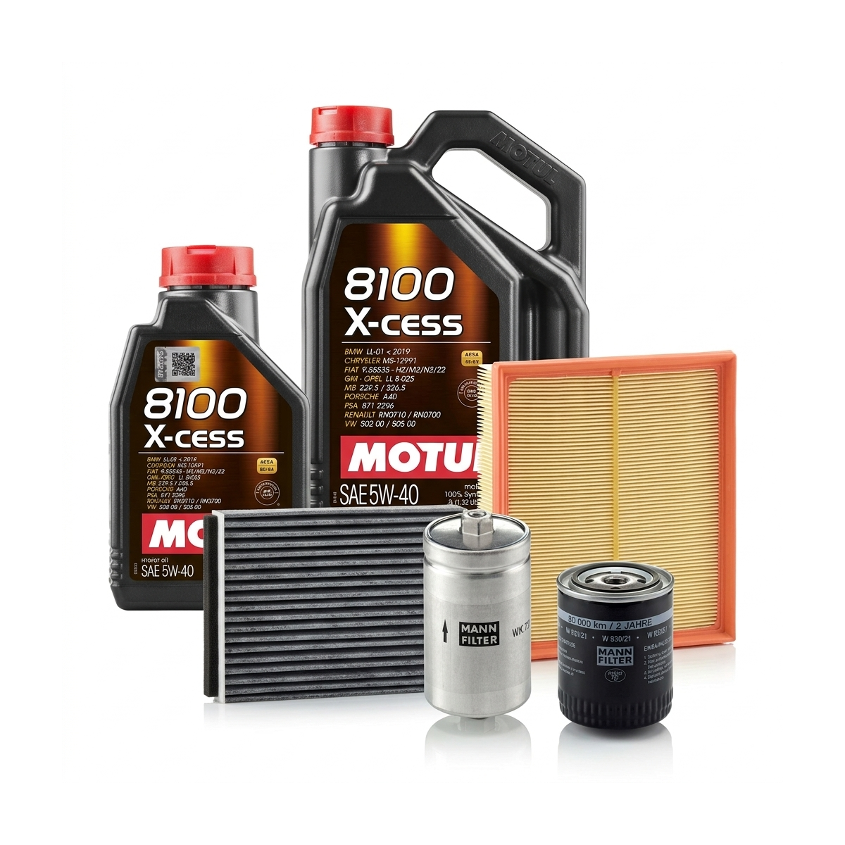 Kit revizie ulei Motul 8100 X-CESS 5W-40 + filtre VW Passat B5.5 2.8 193 CP – MANN