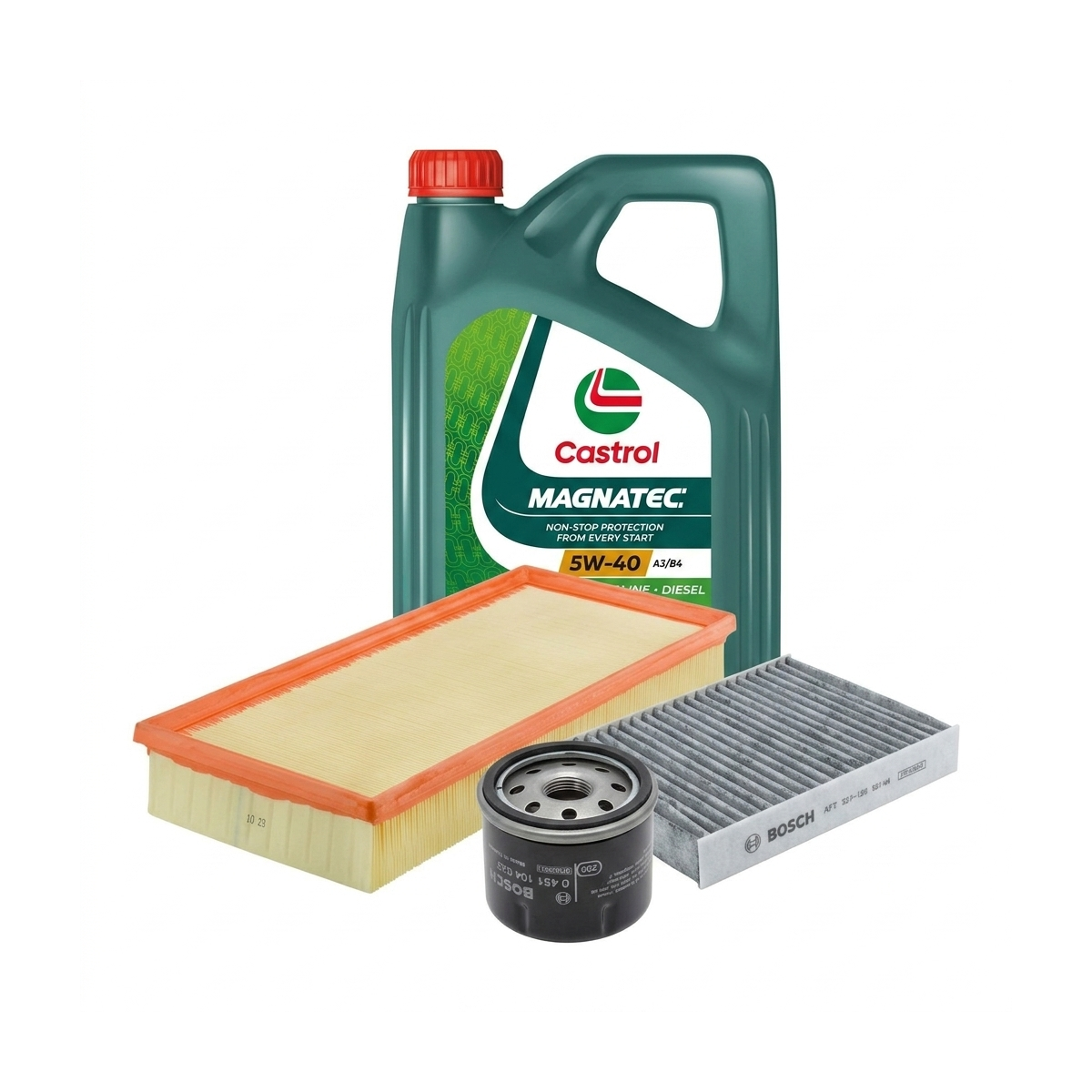 Kit revizie ulei Castrol MAGNATEC 5W-40 A3/B4 + filtre Renault Clio 3 1.2 78 CP – Bosch