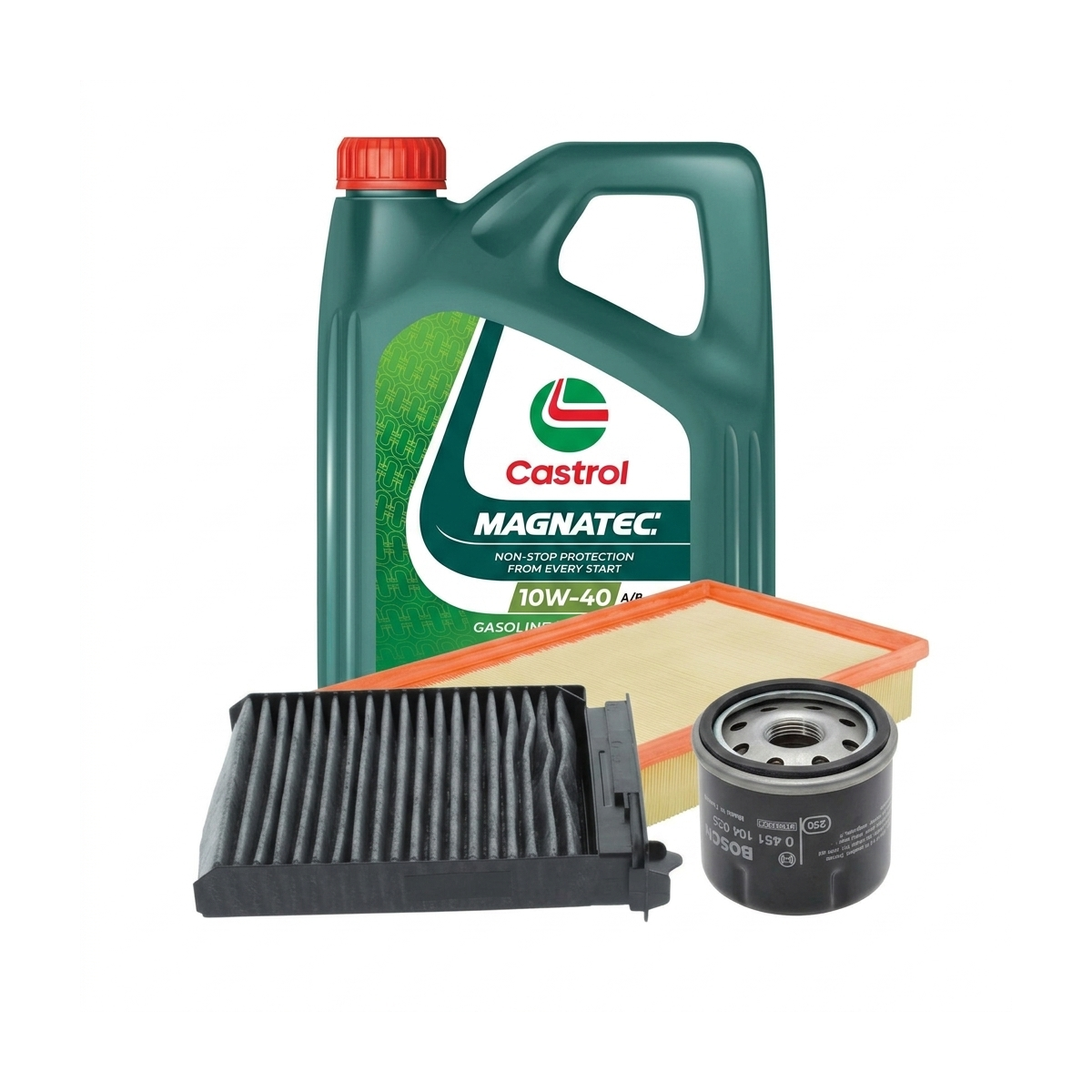Kit revizie ulei Castrol MAGNATEC 10W-40 A/B + filtre Renault Clio 3 1.2 78 CP – Bosch