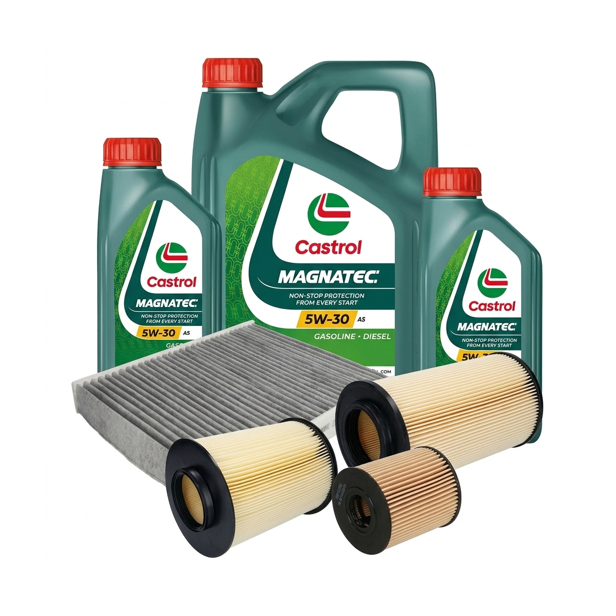 Kit revizie ulei Castrol MAGNATEC 5W-30 A5 + filtre Ford Kuga 1 2.0 TDCi 4x4 136 CP – PURRO