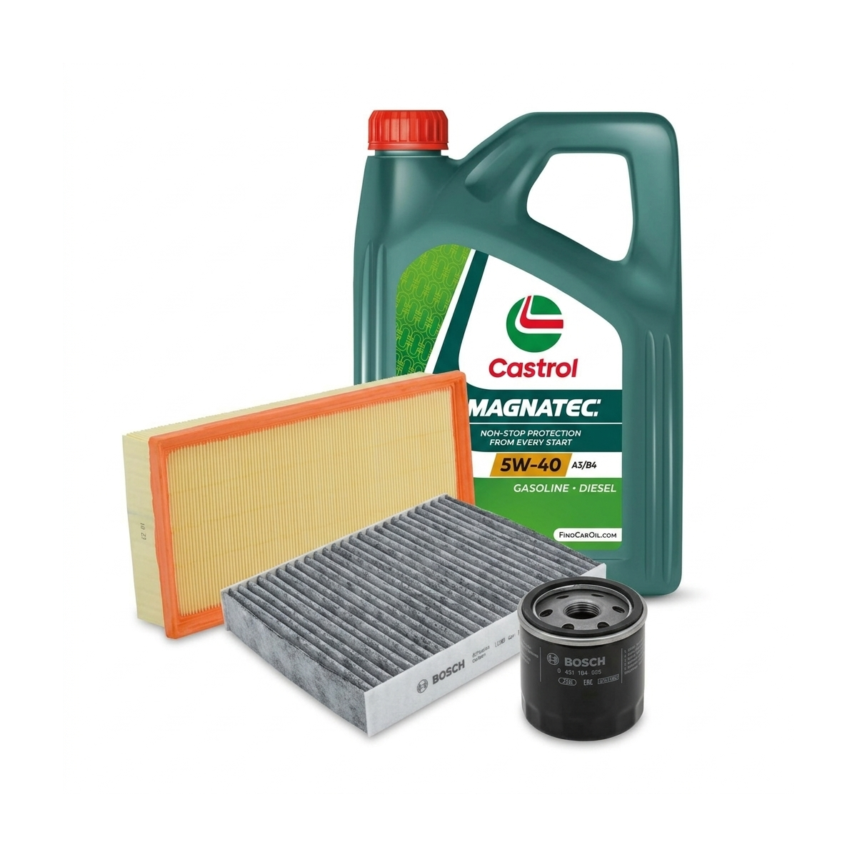 Kit revizie ulei Castrol MAGNATEC 5W-40 A3/B4 + filtre Renault Clio 3 1.2 16V 58 CP – Bosch