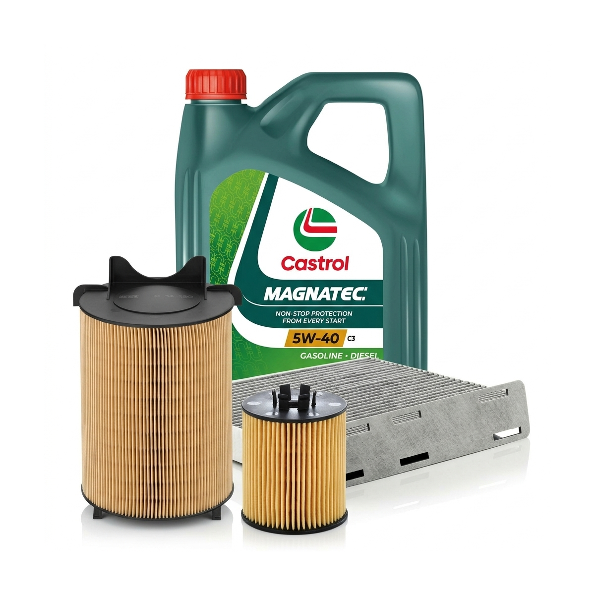 Kit revizie ulei Castrol MAGNATEC 5W-40 C3 + filtre VW Passat B6 1.4 TSI 122 CP – MANN