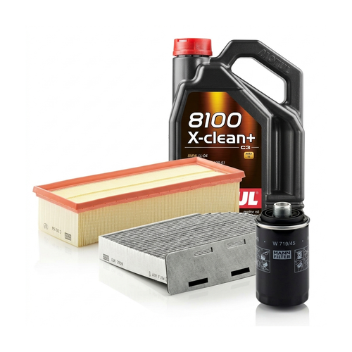 Kit revizie ulei Motul 8100 X-CLEAN+ 5W-30 + filtre VW Passat B6 1.8 TSI 160 CP – MANN